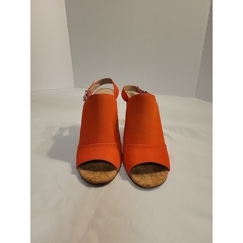 BCBGENERATION BCBG GENERATION Loriah X Leather Orange Block Heels Sandals 9.5